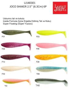 Lucky John Joco Shaker 2.5'' 6.35cm 6 Adet Silikon Yem