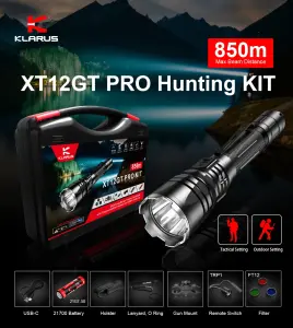 Klarus Long Throw XT12GT Pro Kit 1600 Lümen El ve Tüfek Feneri Seti