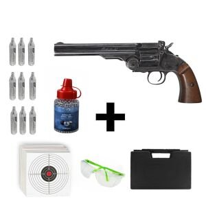 Asg Schofield 6 İnç Siyah  + Co2 Gas + 1500 Adet Çelik Bilye + Taşıma Çantası + Atış Gözlüğü