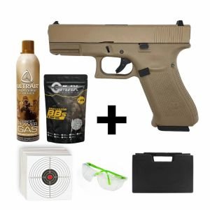 We G19XL Tan + Green Gas + 0.20gr BB + Taşıma Çantası + Atış Gözlüğü