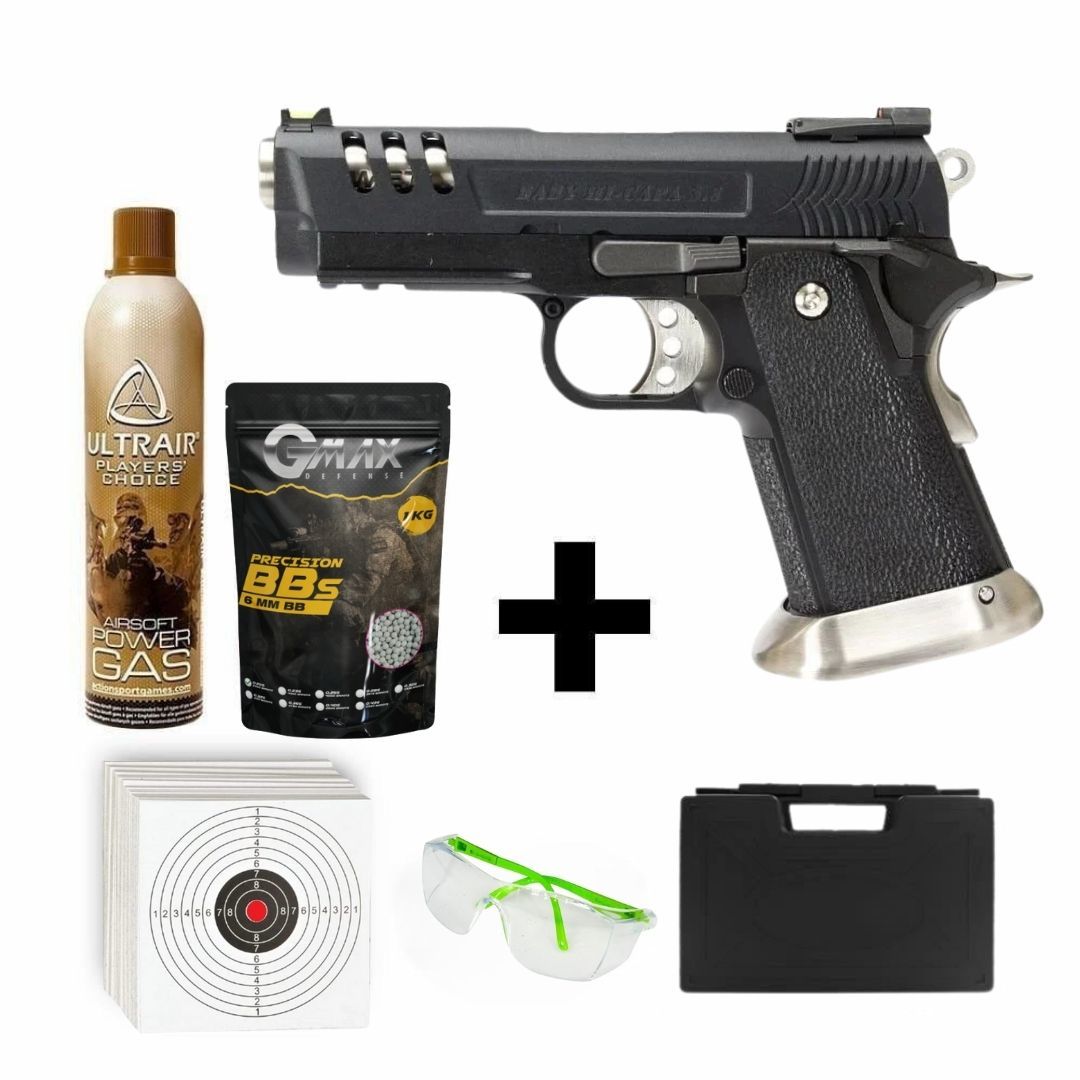 We Colt 3.8 Hicapa Silver + Green Gas + 0.20gr BB + Taşıma Çantası + Atış Gözlüğü