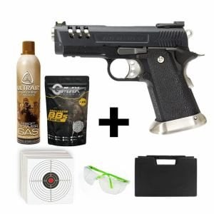 We Colt 3.8 Hicapa Silver + Green Gas + 0.20gr BB + Taşıma Çantası + Atış Gözlüğü