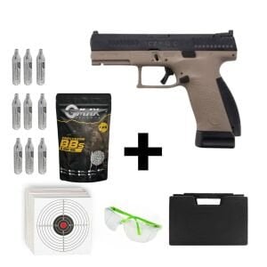 Asg Cz P-10C Siyah/FDE + Co2 Gas + 0.20gr BB + Taşıma Çantası + Atış Gözlüğü
