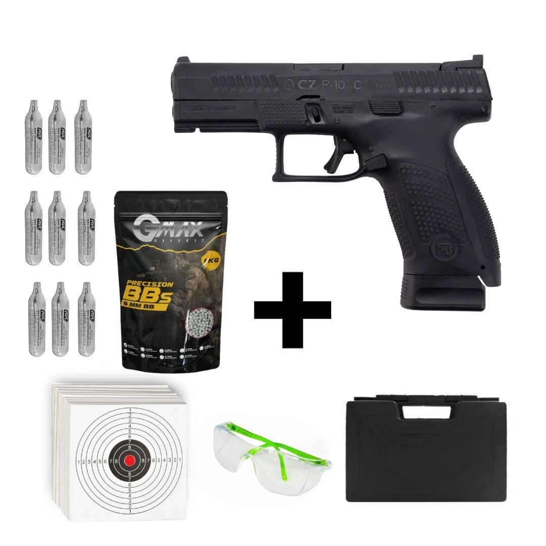 Asg Cz P-10C Siyah + Co2 Gas + 0.20gr BB + Taşıma Çantası + Atış Gözlüğü