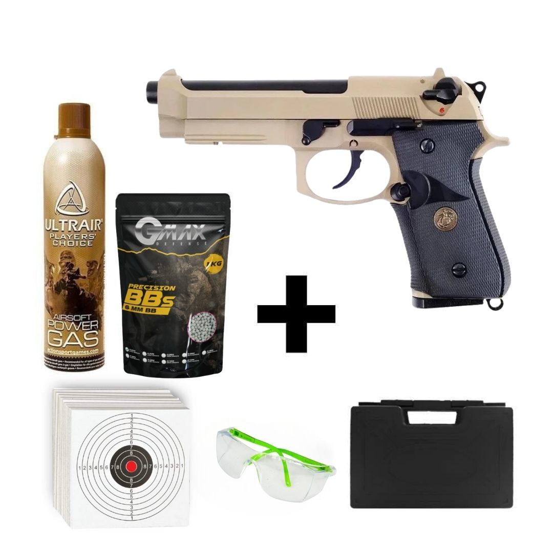 We Beretta M9A1 Navy Edition + Green Gas + 0.20gr BB + Taşıma Çantası + Atış Gözlüğü