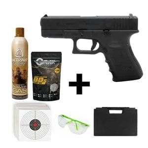 We Glock 19 Gen3 Siyah + Green Gas + 0.20gr BB + Taşıma Çantası + Atış Gözlüğü