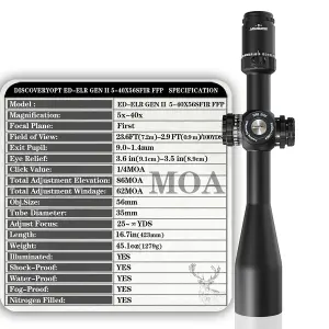 Discovery Optics ED-ELR Gen II 5-40x56 SFIR FFP-Z Tüfek Dürbünü