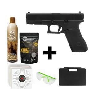 We Glock 17 Gen5 Siyah + Green Gas + 0.20gr BB + Taşıma Çantası + Atış Gözlüğü