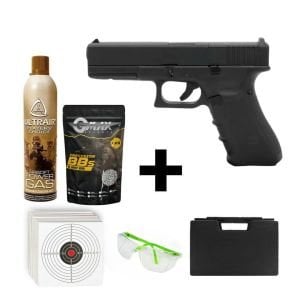 We Glock 17 Gen3 Mos Siyah + Green Gas + 0.20gr BB + Taşıma Çantası + Atış Gözlüğü