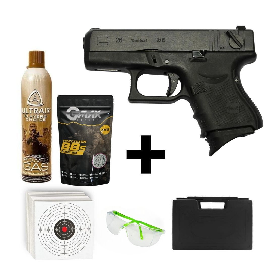 We Glock G26 Gen4 + Green Gas + 0.20gr BB + Taşıma Çantası + Atış Gözlüğü