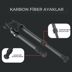 Tacband CarbonStrıke Rapıdstalk 8-11'' Bipod Ayak