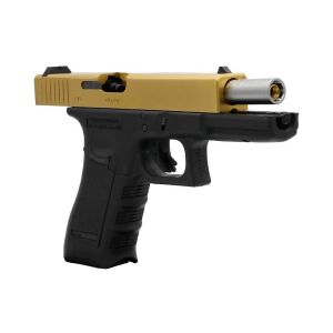 We Glock 17 Gen3 Titanium Gold + Green Gas + 0.20gr BB + Taşıma Çantası + Atış Gözlüğü