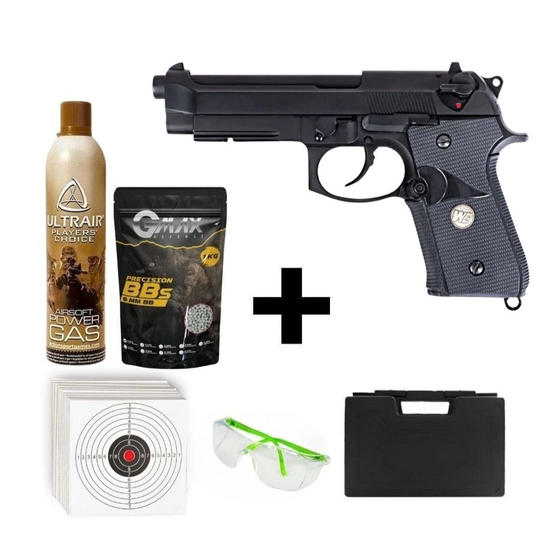 We M9A1 Gen2 + Green Gas + 1 Kg BB + Taşıma Çantası + Hedef Kağıdı + Atış Gözlüğü