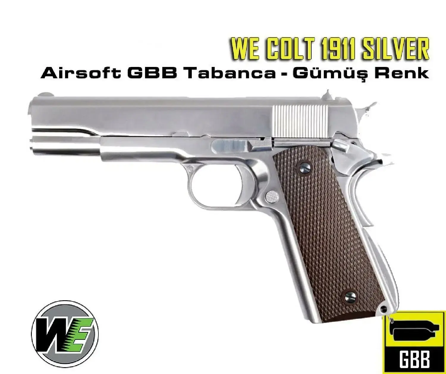 We Colt 1911 Silver Kahve Kabza GBB Airsoft Tabanca