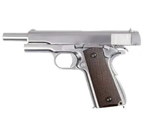 We Colt 1911 Silver + Green Gas + 1 Kg BB + Taşıma Çantası + Hedef Kağıdı + Atış Gözlüğü