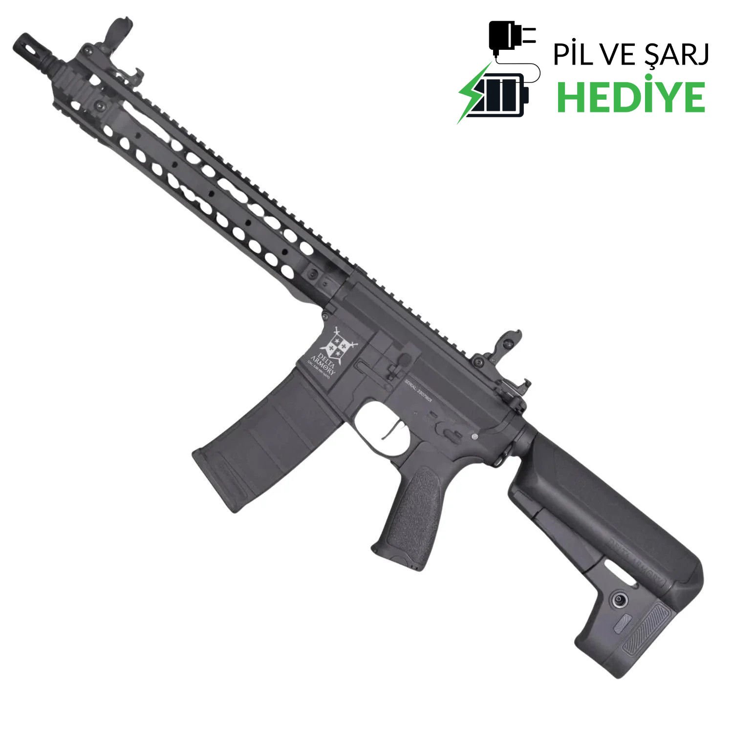 Delta Armory AR15 URX3 12'' BRAVO PIL ŞARJ SET Airsoft Tüfek / Siyah