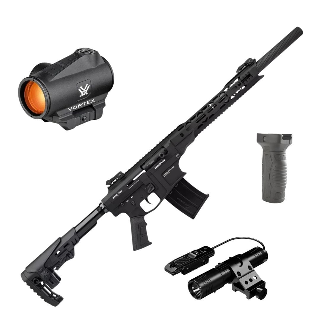 Derya Mk12 Siyah  - Vortex Crossfire II  Red Dot + Dikey Tutamak + Skywoods 1200 Lümen Tüfek Feneri