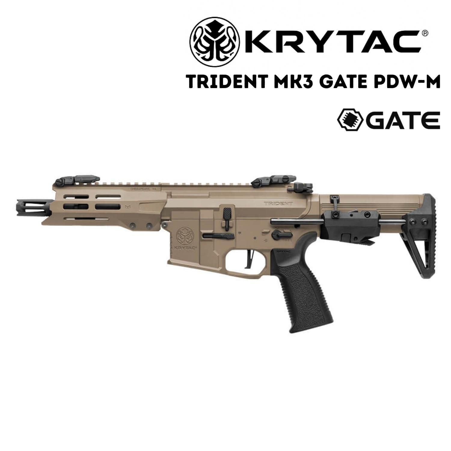 KRYTAC Trident MK3 GATE PDW-M FDE (M-LOK) AEG Airsoft Tüfek - Çöl Rengi
