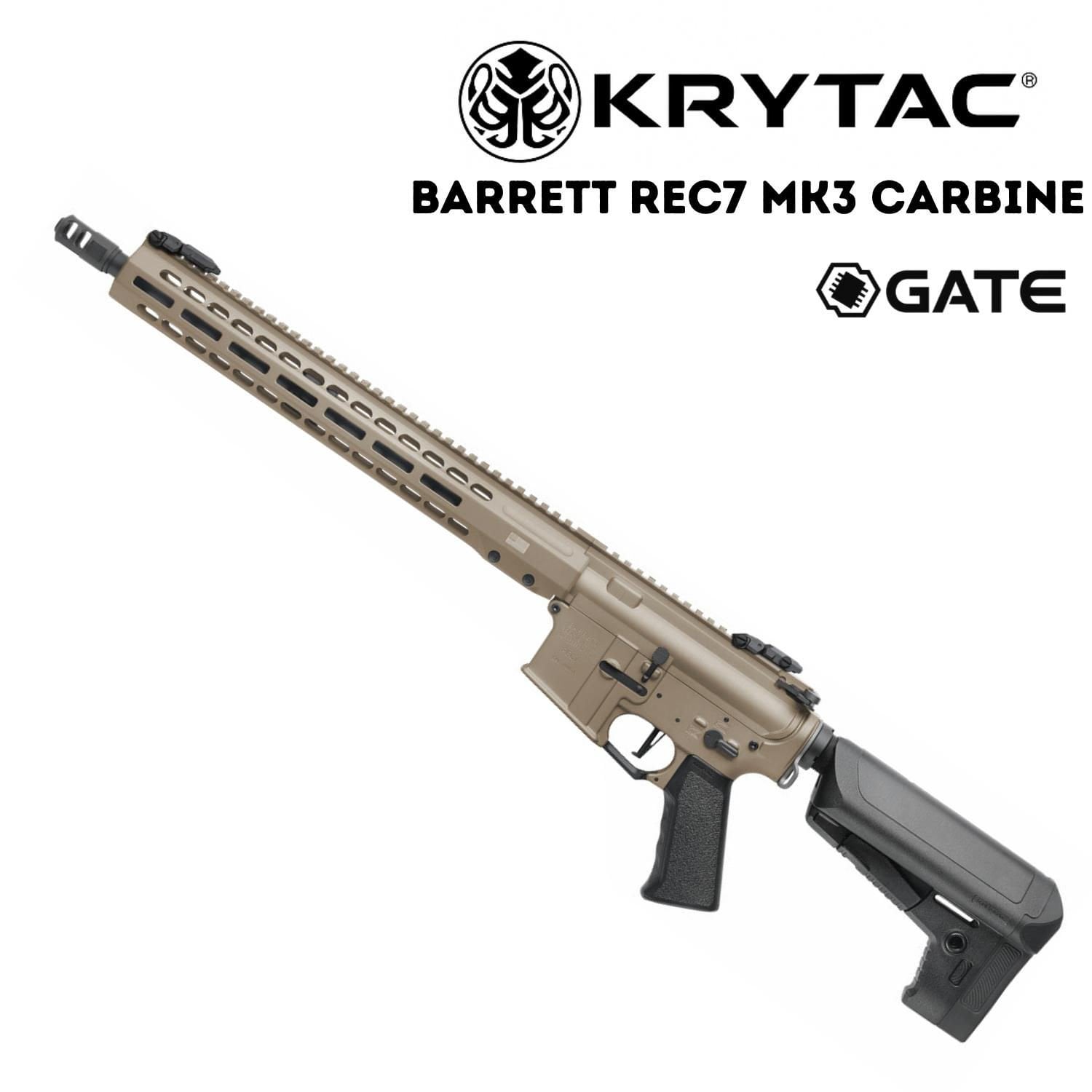 Krytac Barrett REC7 MK3 GATE CARBINE FDE Airsoft AEG Tüfek TAN Çöl Rengi
