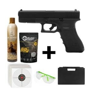 We Glock 17 Gen3 Siyah + Green Gas + 0.20gr BB + Taşıma Çantası + Atış Gözlüğü