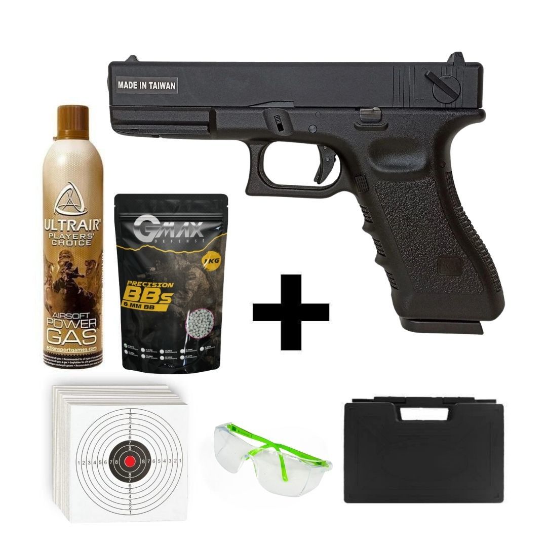 Kjw Glock 18 G18 Siyah + Green Gas + 0.20gr BB + Taşıma Çantası + Atış Gözlüğü