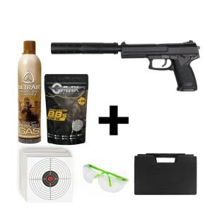 Asg MK23 Susturuculu + Green Gas + 1 Kg BB + Taşıma Çantası + Hedef Kağıdı + Atış Gözlüğü