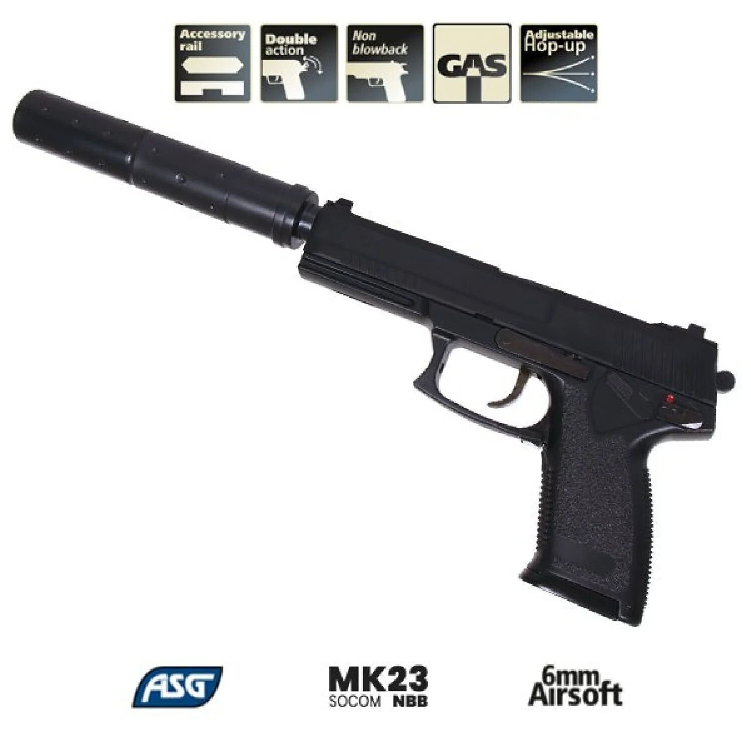 ASG MK23 Silent Susturuculu Airsoft Tabanca - Siyah