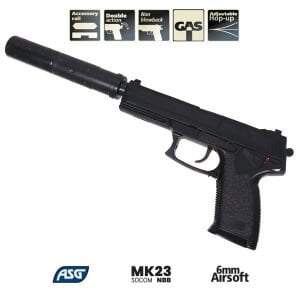 Asg Mk23 Silent Susturuculu Siyah Airsoft Tabanca - 14763