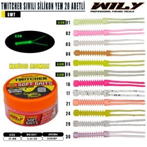 Wily Twitcher 55 mm 20 Adetli Sıvılı Silikon Yem