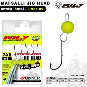 Wily Jig Head Mafsallı Owner İğneli - Limon - 2 gr