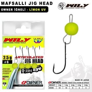 Wily Jig Head Mafsallı Owner İğneli - Limon - 1 gr