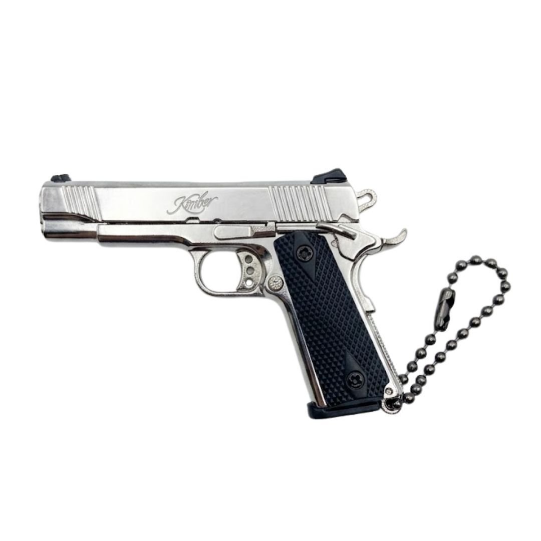 Colt 1911 Nikel Tabanca Gerçekçi Sökülebilir ve Kurulabilir Metal Anahtarlık