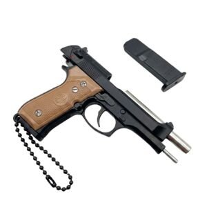 Beretta F92 Siyah Tabanca Gerçekçi Kurulabilir Metal Anahtarlık