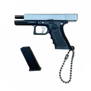 Glock 17 Nikel Tabanca Gerçekçi Sökülebilir ve Kurulabilir Metal Anahtarlık