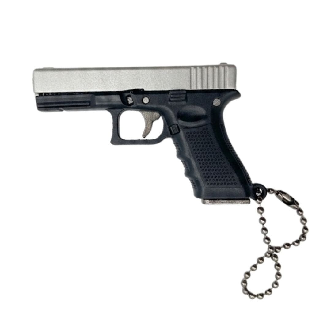 Glock 17 Nikel Tabanca Gerçekçi Sökülebilir ve Kurulabilir Metal Anahtarlık