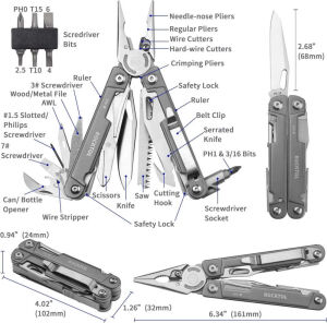 Rocktol 27 Fonksiyonlu Multitool Pense Kılıflı