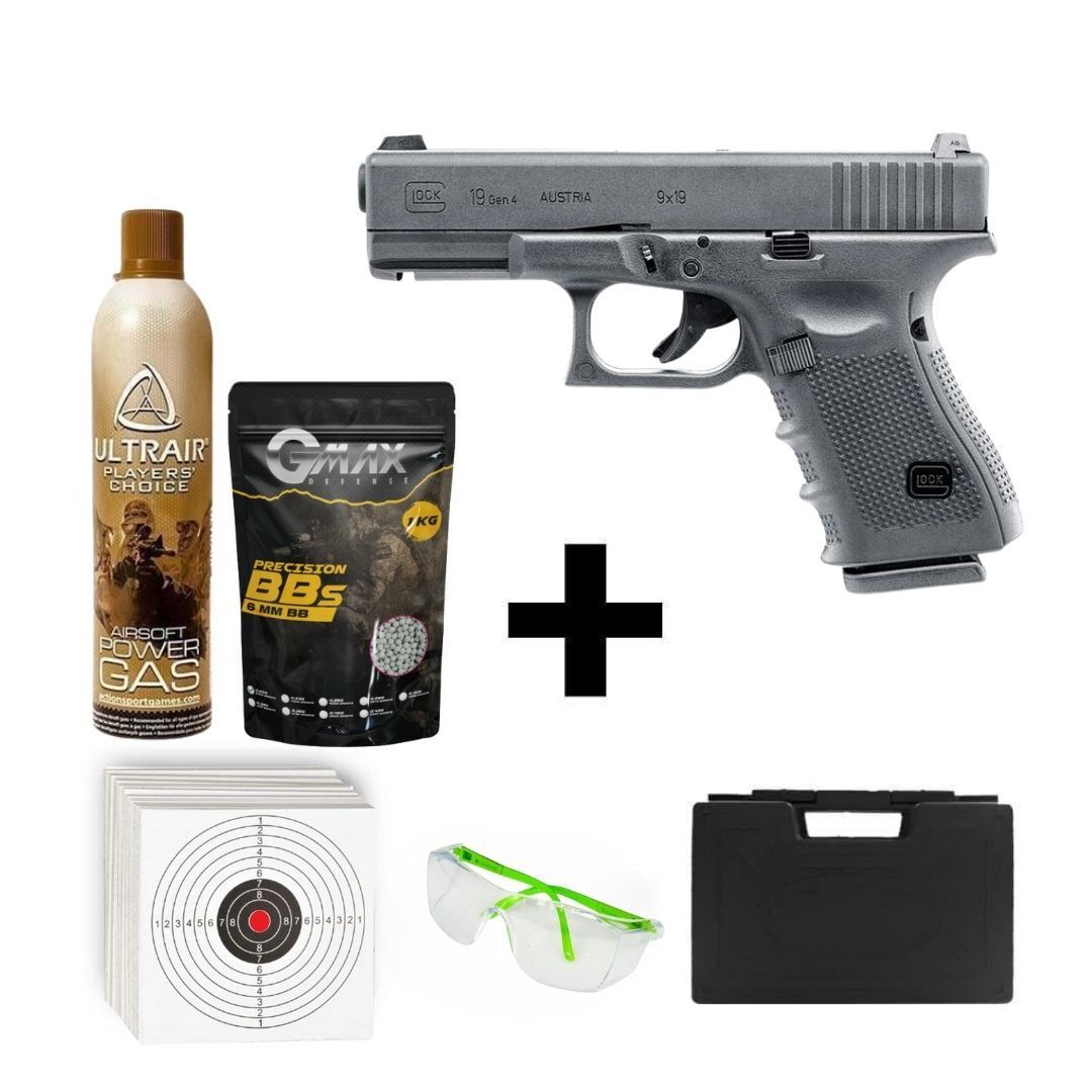 UMAREX Glock 19 Gen4 + Green Gas + 1 Kg BB + Taşıma Çantası + Atış