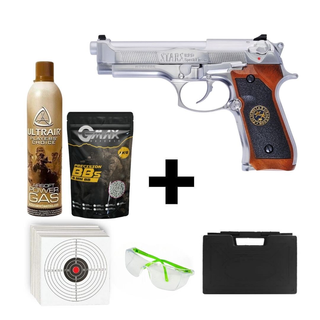 We Samurai Edge M9 Silver + Green Gas + 1 Kg BB + Taşıma Çantası + Atış Gözlüğü