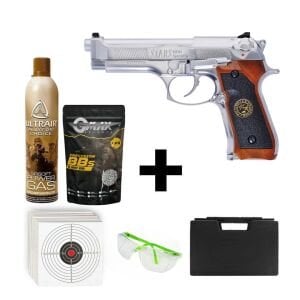 We Samurai Edge M9 Silver + Green Gas + 1 Kg BB + Taşıma Çantası + Atış Gözlüğü