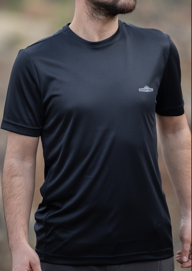 Gray Hıll Basic Sıfır Yaka Siyah T-shirt (Parlak Kumaş)