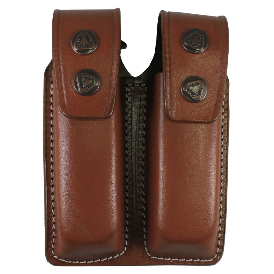 9mm Çiftli Deri Şarjörlük - Kahverengi