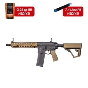 Evolution Recon MK18 Mod 1 10.8'' Carbontech Siyah-Tan Airsoft Tüfeği + 7.4v LiPo Pil