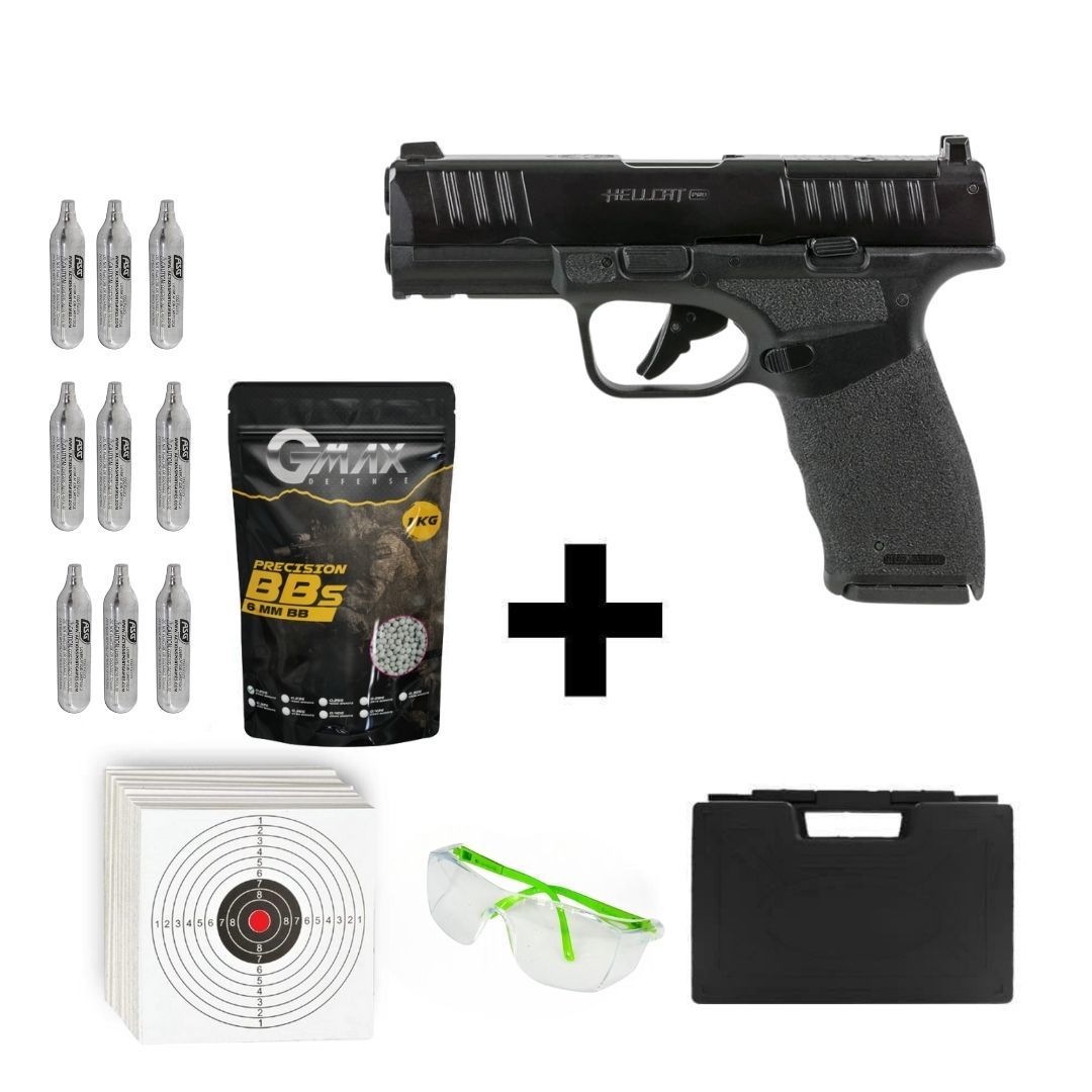 Asg Hellcat Pro Siyah + Co2 Gas + 0.20gr BB + Taşıma Çantası + Atış Gözlüğü