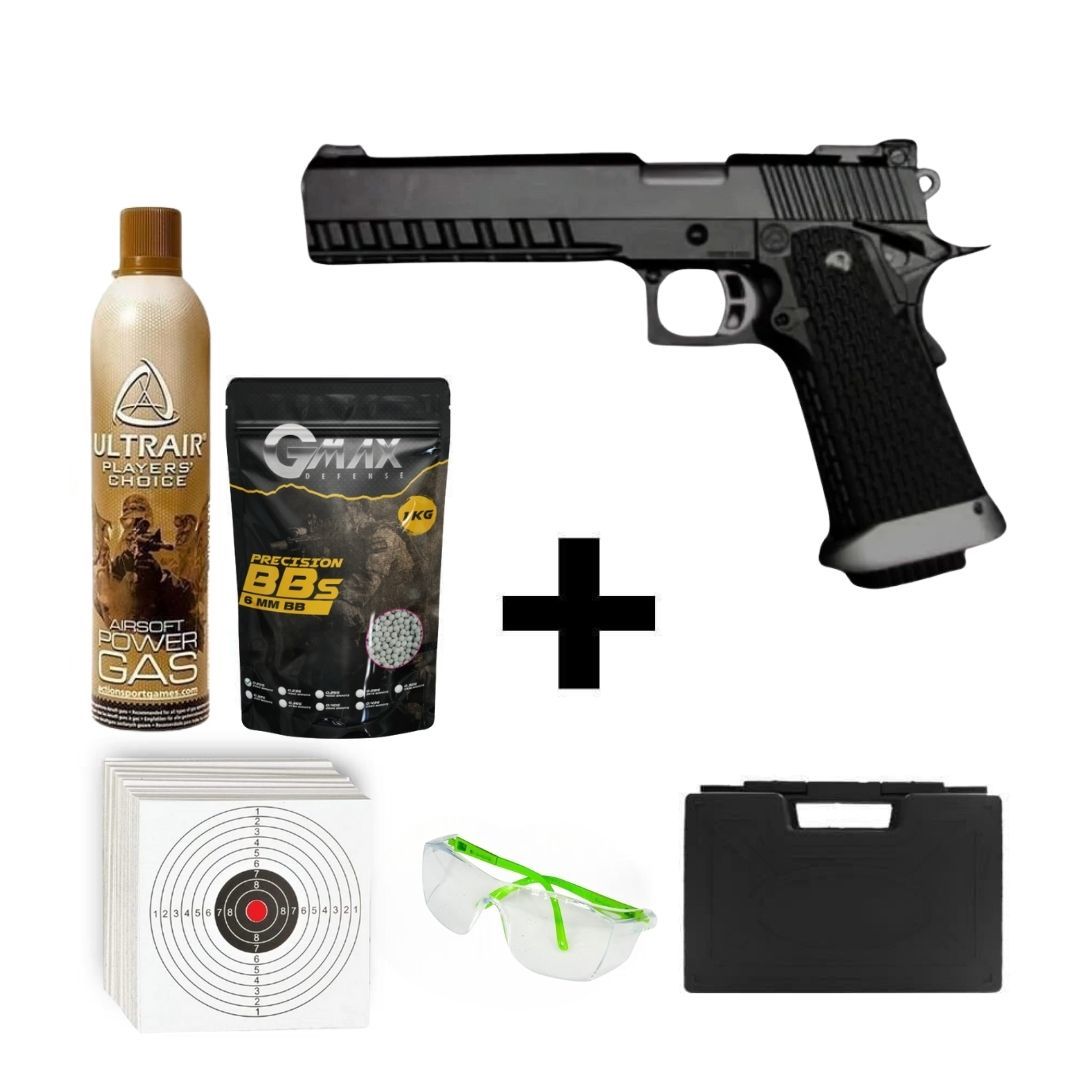 KJW HI-CAPA Full Metal + Green Gas + 0.20gr BB + Taşıma Çantası + Atış Gözlüğü