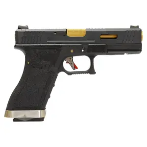 We Glock 17 G17 T1 Airsoft Tabanca Siyah Gövde / Siyah Sürgü / Gold Namlu