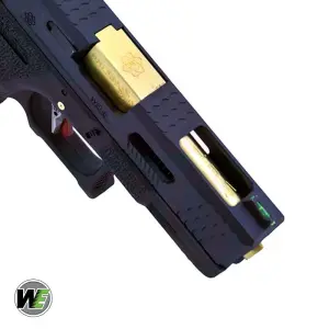 WE Glock 19 G19 T1 Siyah Gövde (Siyah Kızak / Altın Namlu) Airsoft Tabanca
