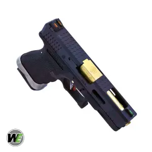 WE Glock 19 G19 T1 Siyah Gövde (Siyah Kızak / Altın Namlu) Airsoft Tabanca