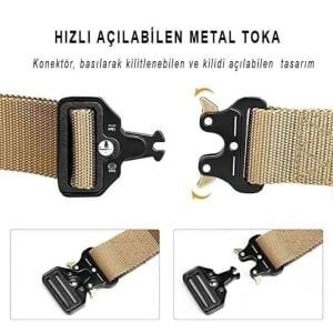 Gray Hill Kobra Kemer 125 Cm X 3.8 Cm - Taktik Outdoor ve Koruma Pantolon Kemeri Bej