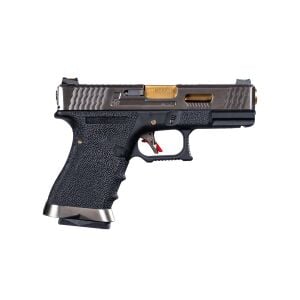 We Glock 19 T1 Silver + Green Gas + 1 Kg BB + Taşıma Çantası + Hedef Kağıdı + Atış Gözlüğü