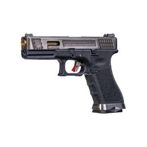We Glock 19 T1 Silver + Green Gas + 1 Kg BB + Taşıma Çantası + Hedef Kağıdı + Atış Gözlüğü